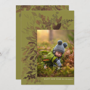 Botanicals flaches Wasser Neue Jahre Karte Grün