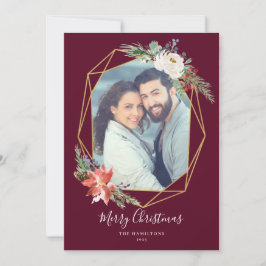 Botanicals Geometric Red Foto Feiertagskarte