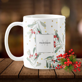 Botanicals Gold Monogram für den modernen Winterur Kaffeetasse