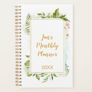 Botanicals Gold Pink Geometric Floral Personal Planer