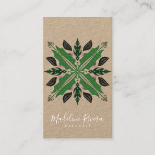 Botanik Florist Grün Mandala Designer Kraft Visitenkarte