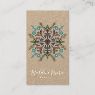 Botanik Florist  Yoga Grünpflanzen Mandala Kraft Visitenkarte