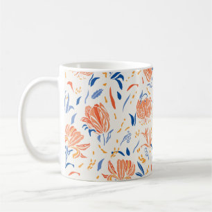 Botanik linocut baroque: floraler nahtloser Hinter Kaffeetasse