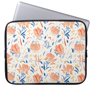 Botanik-Linolschnitt barock: florales nahtloses Hi Laptopschutzhülle