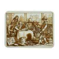 Botaniker, die Pflanze untersuchen (litho)