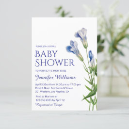 Botanisch-blaue Babydusche Einladung