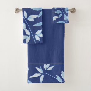 Botanisch-blaues Wasser Badhandtuch Set