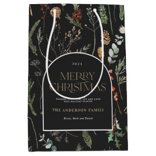 Botanisch-blumengeschmückte Weihnachtsbogenfolie Mittlere Geschenktüte