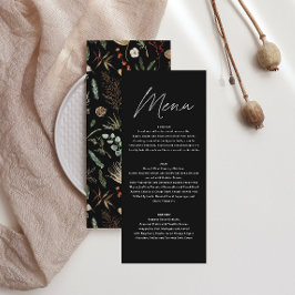 Botanisch-blumenschwarze Hochzeitsstimmung in Wass Menükarte