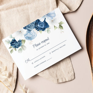 Botanisch Dusty Blue Floral RSVP Karte