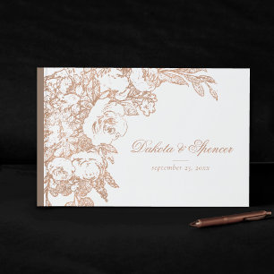 Botanisch elegant   Kupfer Rose Gold Floral Gästebuch