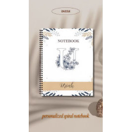 Botanisch elegant mit Initial U Notizbuch