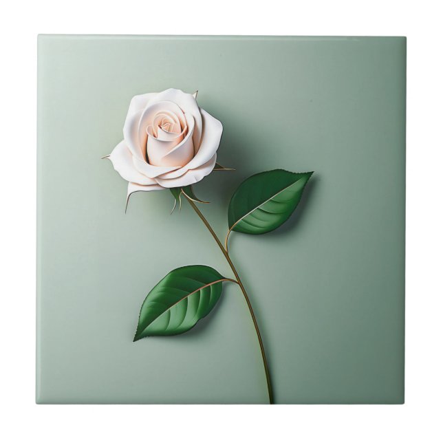 Botanisch-elegante Rose Fliese (Vorderseite)
