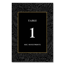 Botanisch-elegantes Schwarzes Gold Tischnummer