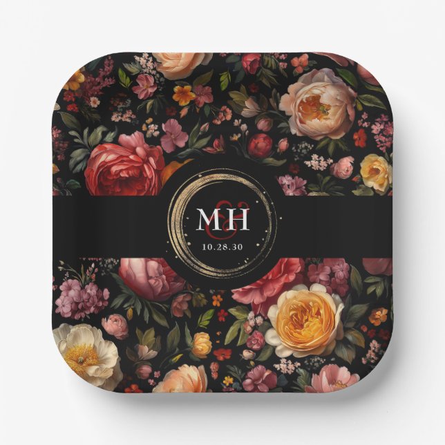 Botanisch-florale Barockzeitschrift Pappteller (Vorderseite)