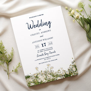 Botanisch-gelbgrüne Wildblumen Hochzeit Einladung