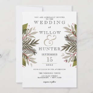 Botanisch gemischt   Erdfarben   Hochzeit Einladung