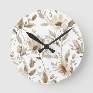 Botanisch gemusterte Wanduhr | Florale Uhr