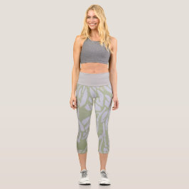 Botanisch grün und grau capri leggings