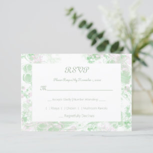 Botanisch grün und rosa RSVP karte