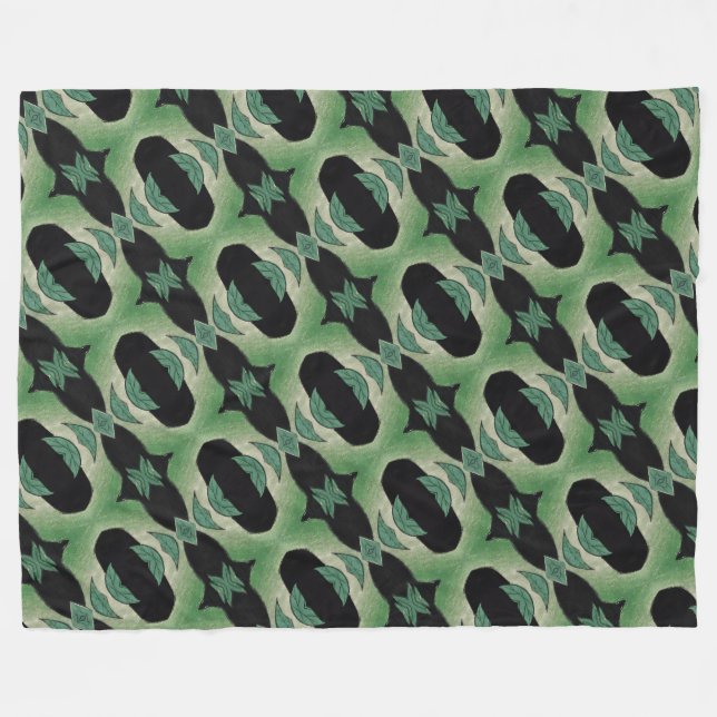Botanisch Grün und Schwarz Fleecedecke (Vorderseite (Horizontal))