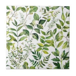 Botanisch grüne Blätter Fliese