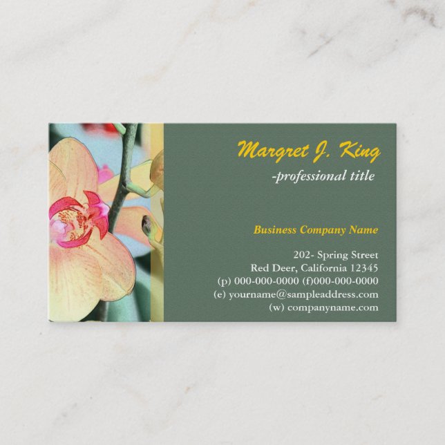 Botanisch-grüne, gelborchid-Blume Visitenkarte (Vorderseite)