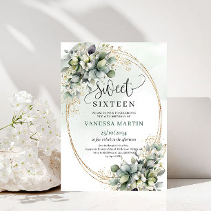 Botanisch grünes Gold Sweet Sixteen Einladung