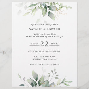 Botanisch-grünes Goldmedaille Hochzeit fl Flyer