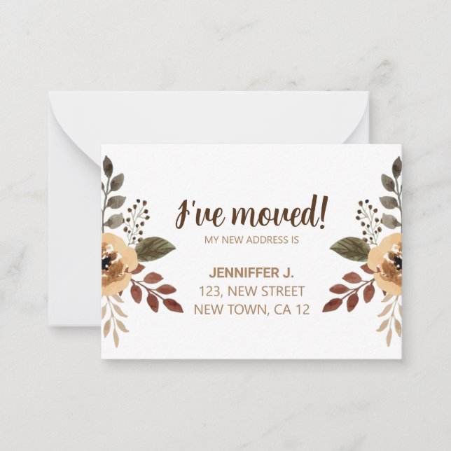 Botanisch habe ich eine neue Zuhause-Ankündigungsk Mitteilungskarte (Vorderseite)