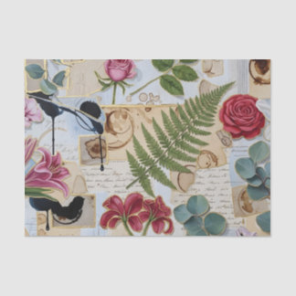 Botanisch-handwerkliche Collage-Gewebe Seidenpapier