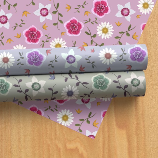 Botanisch hübsch rosa, Lila und grau floral Geschenkpapier Set (Von Creator hochgeladen)