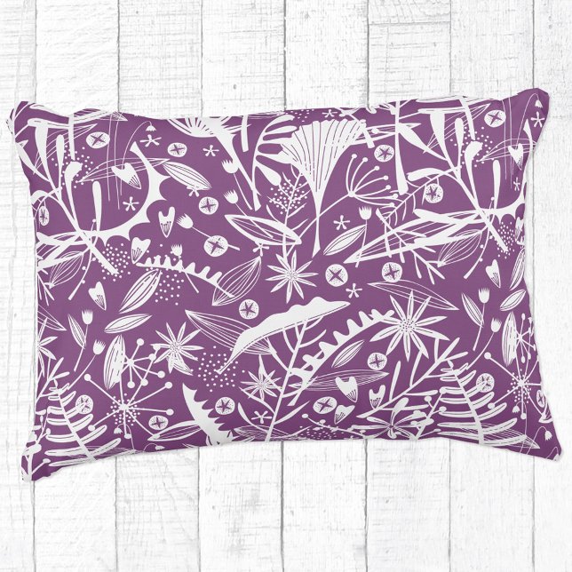 Botanisch Lila Dekokissen (Purple botanical silhouette foliage accent pillow)