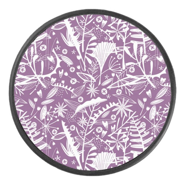 Botanisch Lila modern Eishockey Puck (Vorderseite)