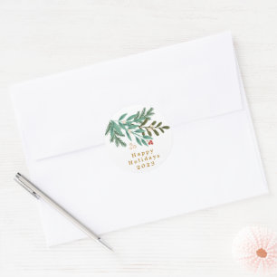 Botanisch Modern Frohe Weihnachten Runder Aufkleber