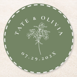 Botanisch moderne Minimalistische Stechkante Runder Pappuntersetzer