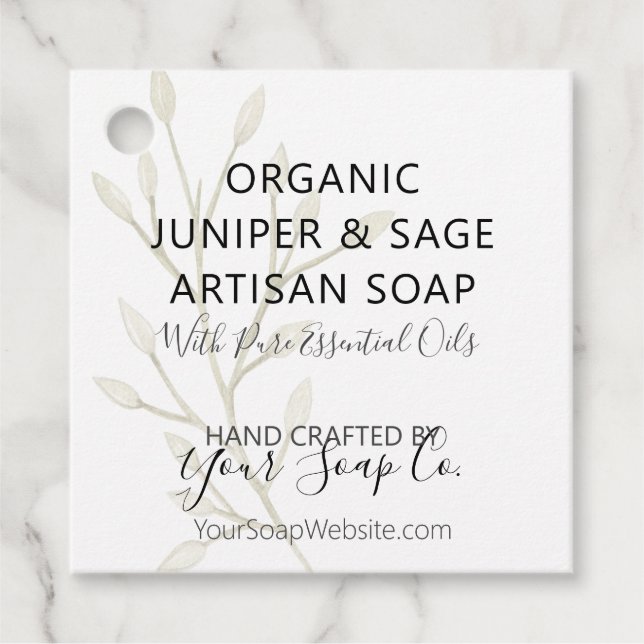 Botanisch-moderne Wasserfarben-Minimal-Seife-Hang- Geschenkanhänger (Vorderseite)