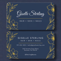 Botanisch Navy Blau Gold Blumenmuster