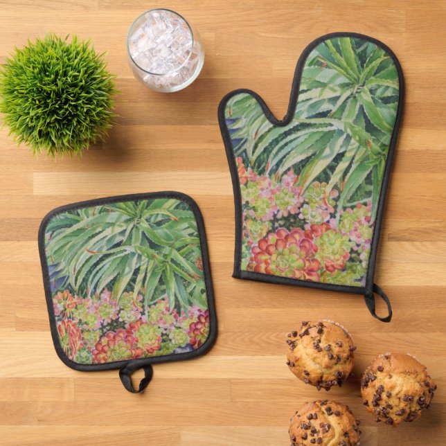 Botanisch Ofenhandschuh & Topflappen-Set (Oben Unten)