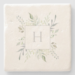 Botanisch personalisierte Monogramm Steinuntersetzer