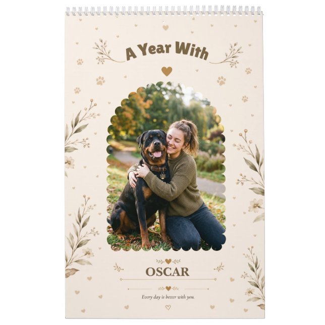  Botanisch Personalisierter Hunde-Foto Einfach Cus Kalender (Titelbild)
