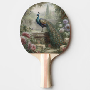 Botanisch: Pfau auf Treppen in einem englischen Ga Tischtennis Schläger