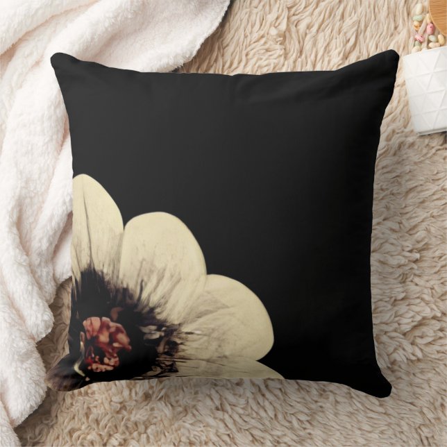 Botanisch reversible Schwarze Flora Kissen (Decke)