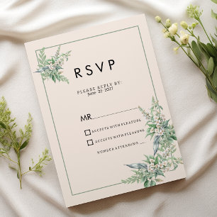 Botanisch rosa Minze Elfenbein Blumen RSVP Einladung