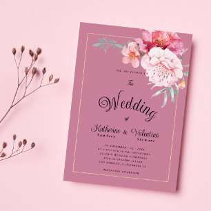 Botanisch rosa Minze formale Drehbuch Blumenhochze Einladung