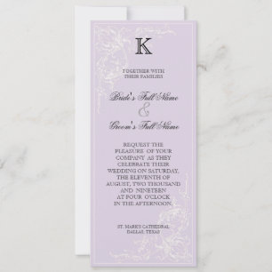 Botanisch-rosa Rose, Lavendelhochzeit Einladung