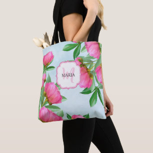 Botanisch-rosafarbene Peonies Chic Girly Monogram 