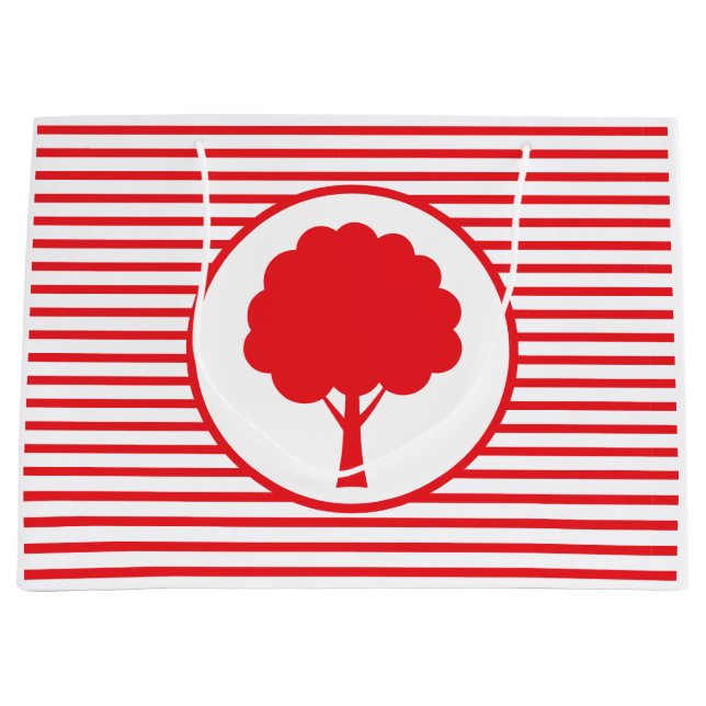 Botanisch rote Baumstreifen-Geschenktasche Große Geschenktüte (Vorderseite)