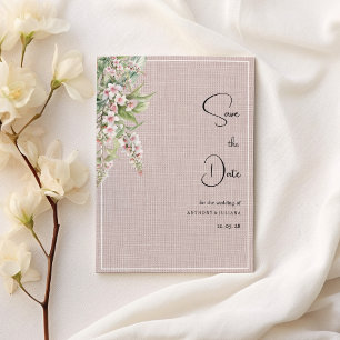 Botanisch rustikal rosa Minze, blumenreich Save th Einladung