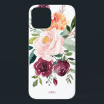 Botanisch-rustikale Wasserfarbe mit Ihrer Monogram Case-Mate iPhone Hülle<br><div class="desc">Dieses trendige botanische Design mit einem Bouquet mit Rose in Aquarelltönen, gemischten Blume und Grünpflanzen in einem trendigen Farbschema aus Bordeaux, Rosa und Rosset-Orange mit anschließender Vegetation. Eine Textvorlage wird hinzugefügt, um dieses Design mit den gewünschten Monogramm-Initialen, dem Namen oder einem anderen gewünschten Text zu personalisieren, wodurch ein einzigartiges Design...</div>